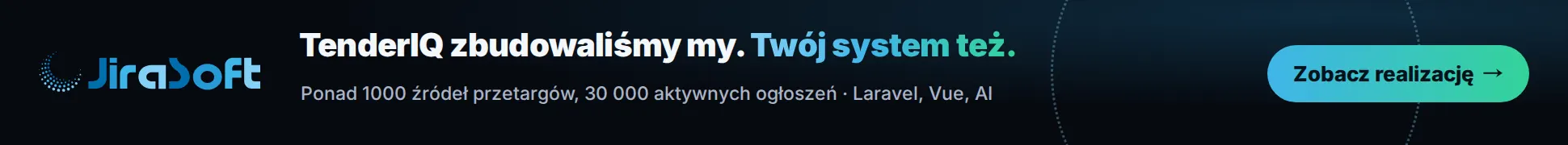 JiraSoft: tablica odlotów z napisami TenderIQ, Twój system, następny
